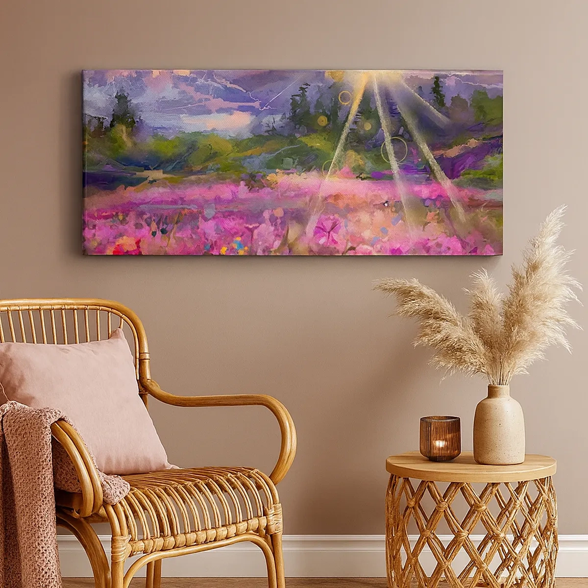 Schilderen op canvas - In de vallei onder de bescherming van de zon - 30x30 cm