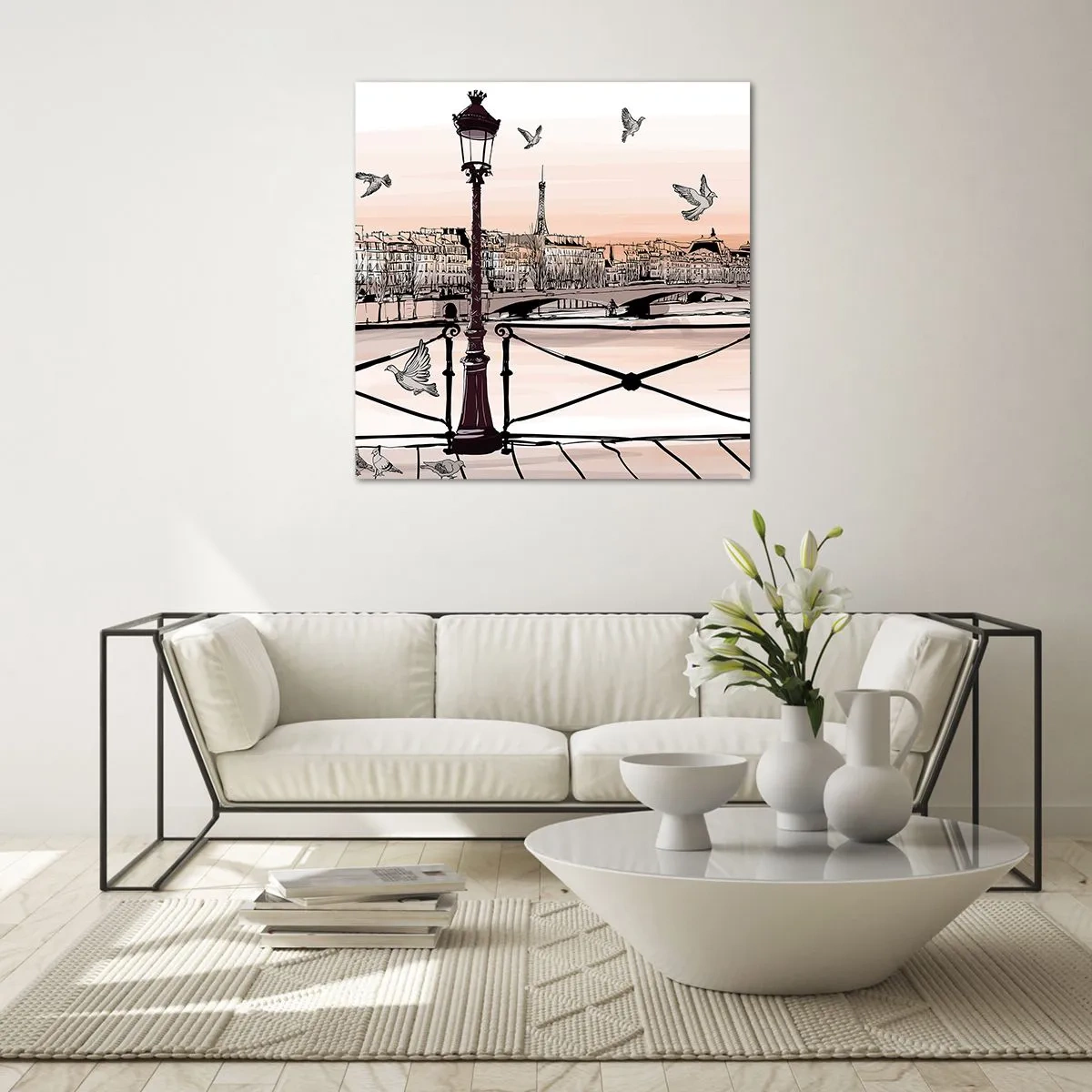 Schilderen op glas - Over de daken van Parijs - 40x40 cm