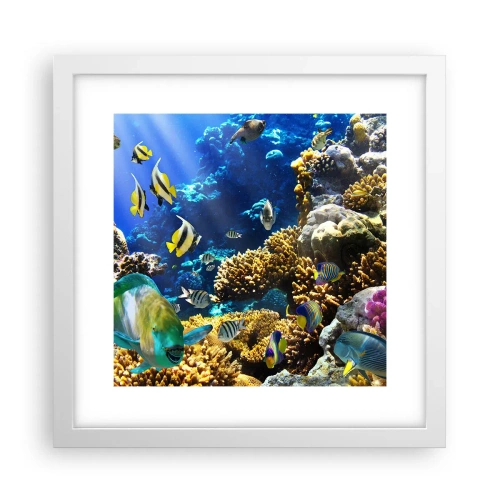 Poster in een witte lijst - Veel verkeer op de vakantieroute - 30x30 cm