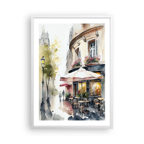 Poster in een witte lijst - Parijse ochtend - 50x70 cm