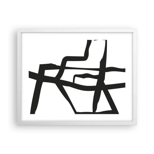 Poster in een witte lijst - Zwart-wit ontwerp - 50x40 cm