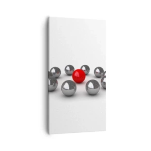 Schilderen op canvas - Een cirkel in zilver en rood - 55x100 cm