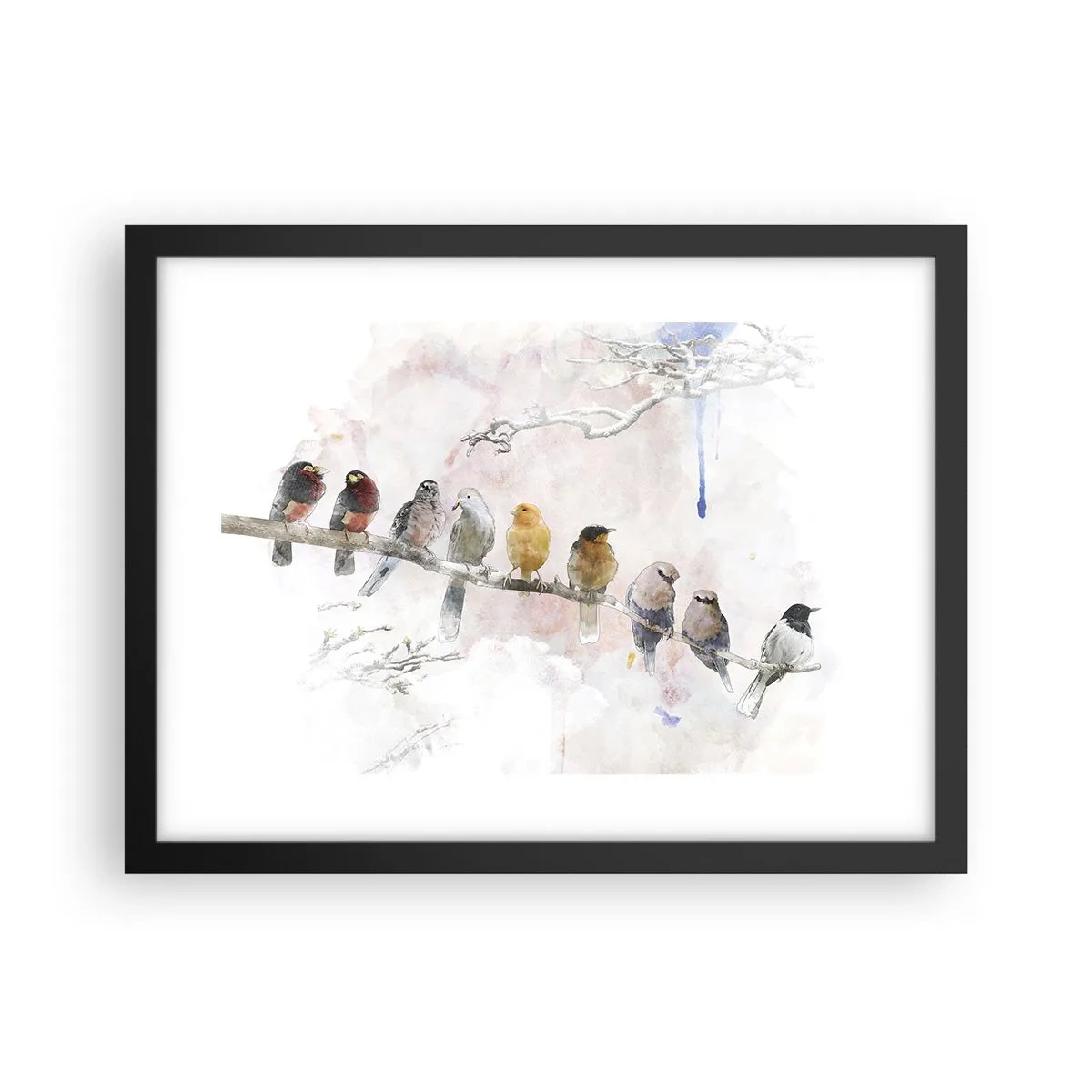 Poster in een zwarte lijst - Gevleugelde ontmoeting - 40x30 cm