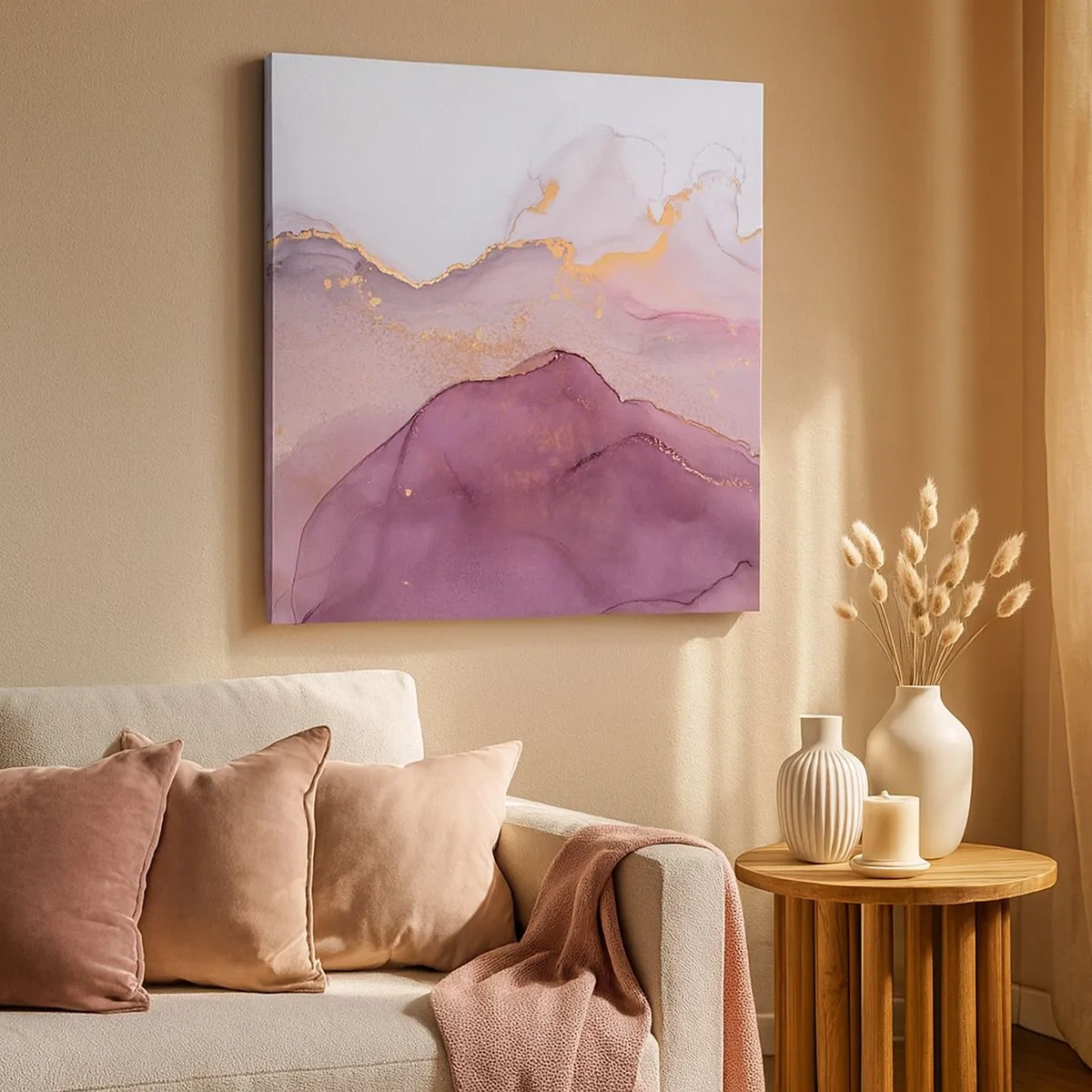 Schilderen op canvas - Lila en paarse golven - 30x30 cm