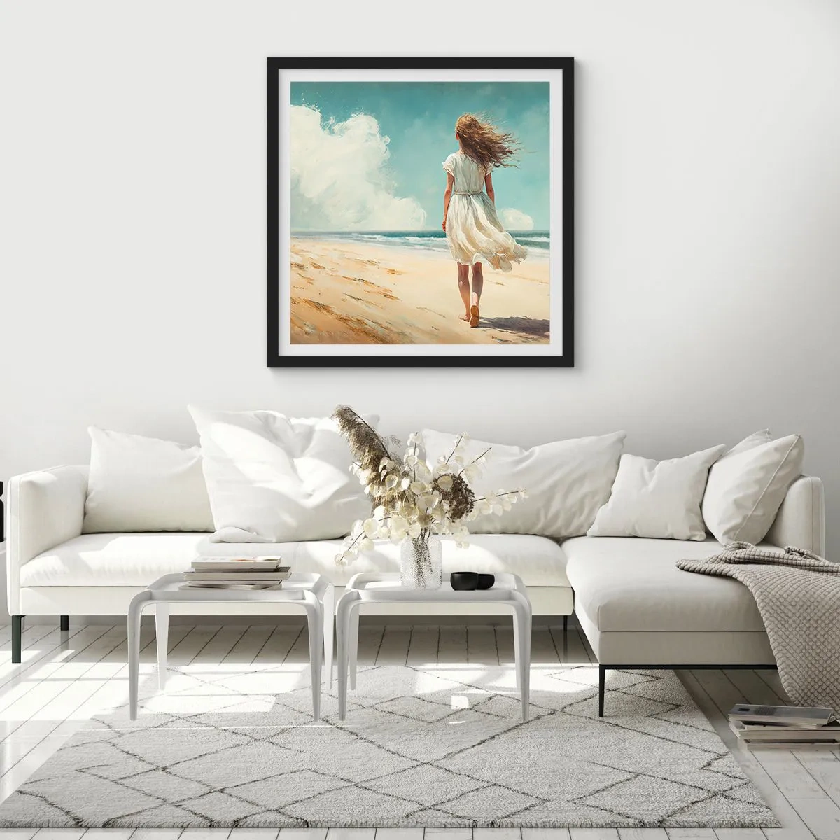 Poster in een zwarte lijst - Om de zon en de wind te ontmoeten - 30x30 cm