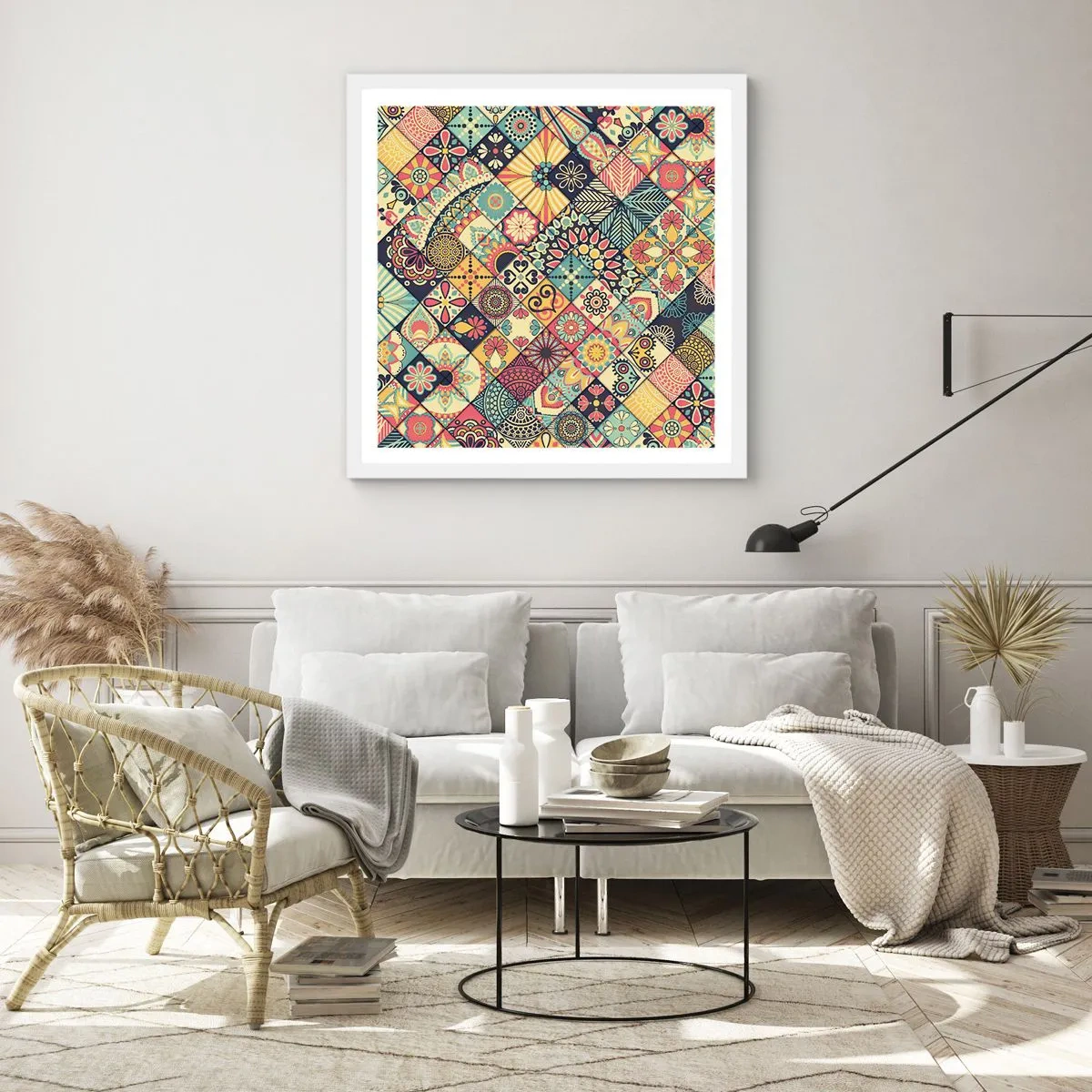 Poster in een witte lijst - Marokkaanse sfeer - 60x60 cm