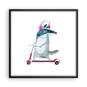 Poster in een zwarte lijst - Badger vreugde - 50x50 cm