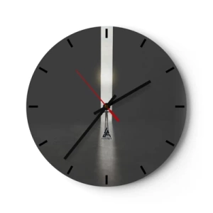 Wandklok - Klok - Het silhouet van een man in een lichtgevende opening in een donkere ruimte - 30x30cm - Een stap naar een mooie toekomst - Moderne wanddecoratie voor woonkamer, keuken en slaapkamer ARTTOR