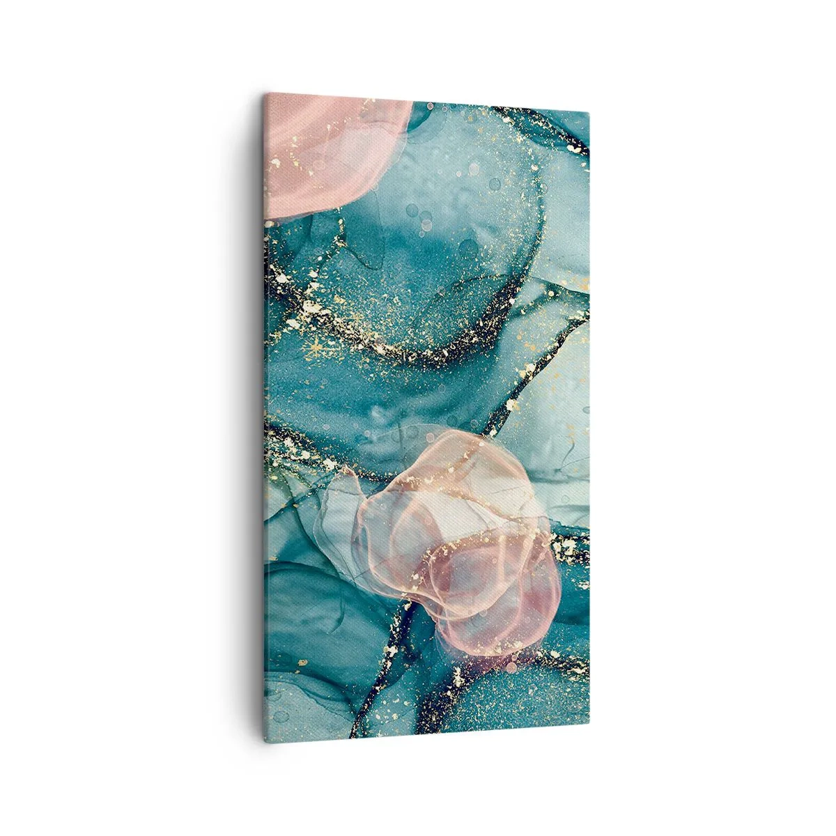 Schilderen op canvas - Zijdeblauw, tule roze - 45x80 cm