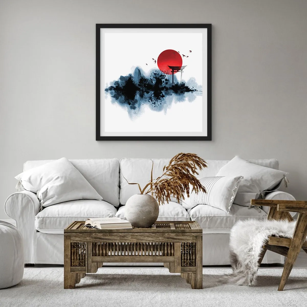 Poster in een zwarte lijst - Japanse weergave - 30x30 cm