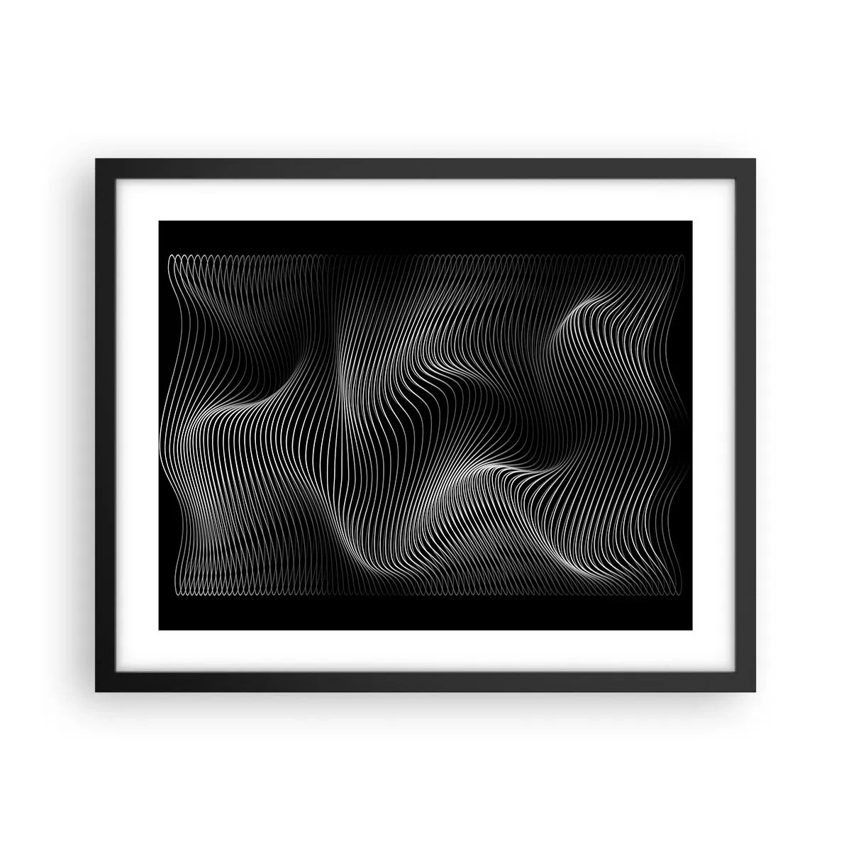 Poster in een zwarte lijst - Dans van licht in de ruimte - 50x40 cm