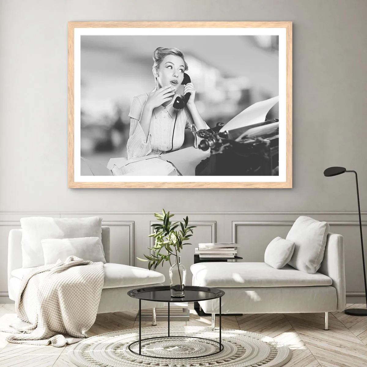 Een poster in een licht eiken lijst - Hallo, het zijn de jaren 50. - 91x61 cm