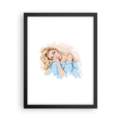 Poster in een zwarte lijst - Dromerig in het blauw - 30x40 cm