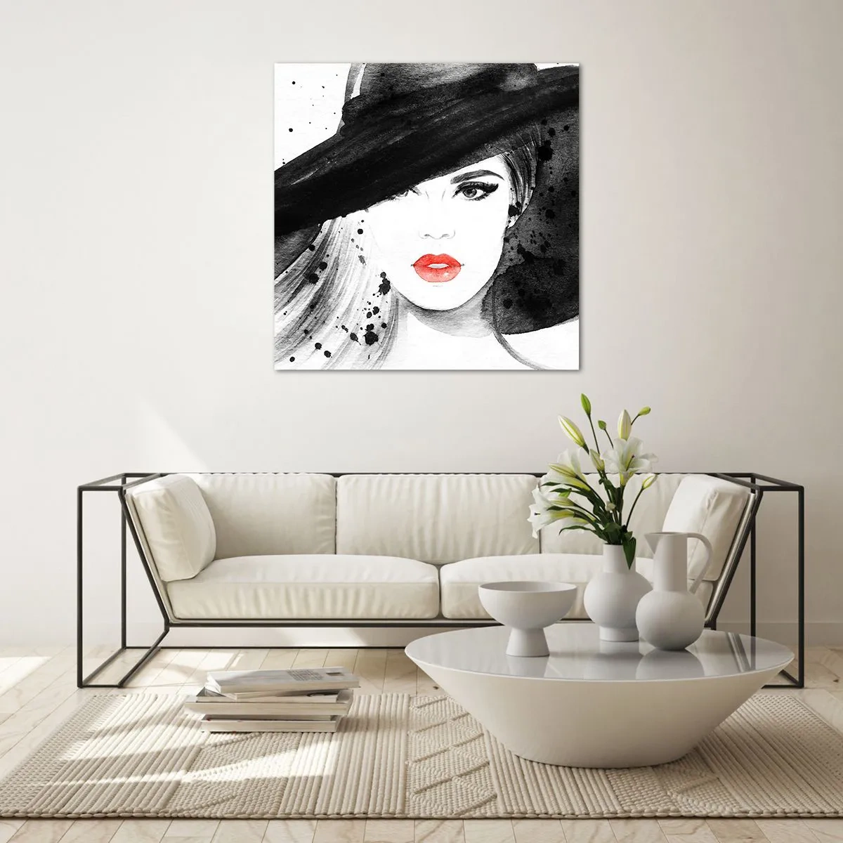 Schilderen op glas - Vrouw in het zwart - 50x50 cm