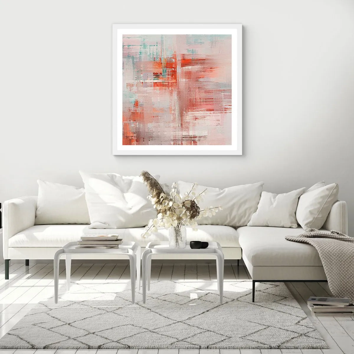 Poster in een witte lijst - Vaag. Maar roze - 30x30 cm