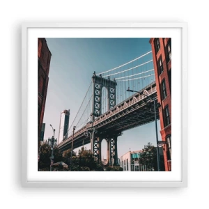 Poster in een witte lijst - Over de golven van de stad - 50x50 cm