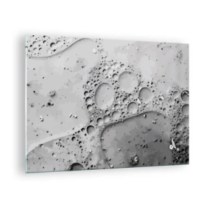 Schilderen op glas - Abstract bubbelpatroon op het oppervlak in grijstinten - 70x50cm - Schuimspoor - Moderne wanddecoratie voor woonkamer en slaapkamer ARTTOR