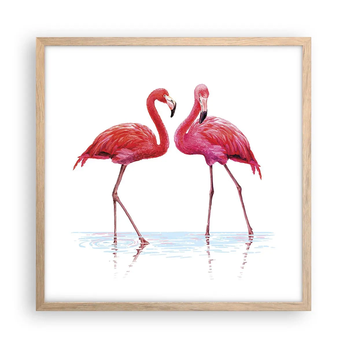 Een poster in een licht eiken lijst - Roze randez-vous - 50x50 cm