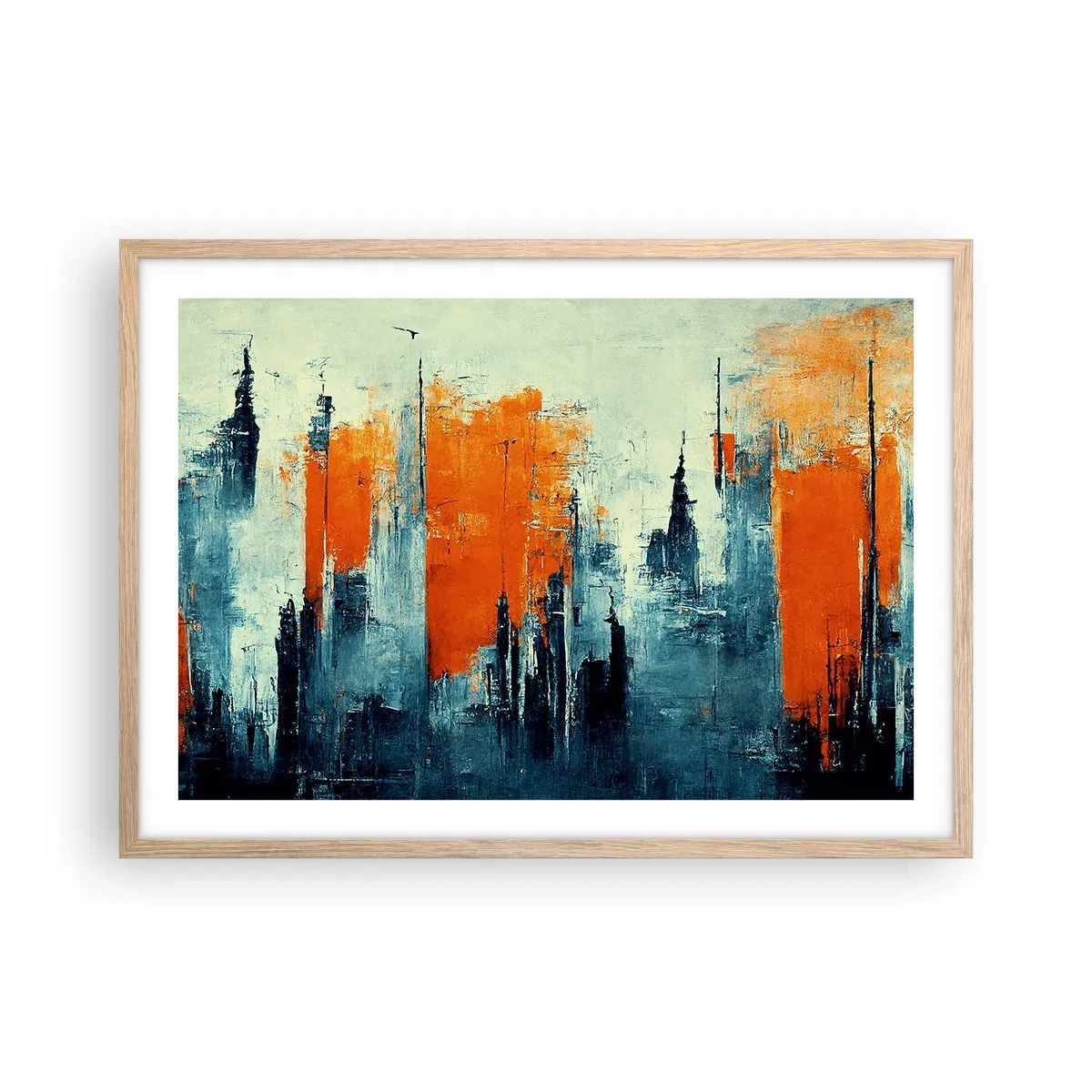 Een poster in een licht eiken lijst - Modern landschap - 70x50 cm