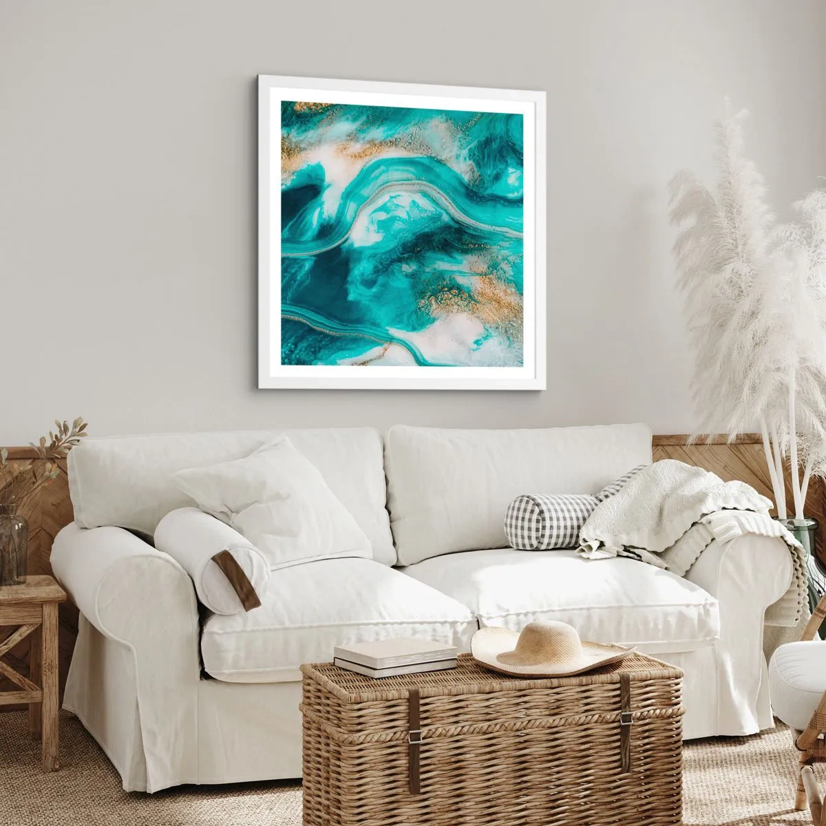 Poster in een witte lijst - De rivier van goud - 60x60 cm