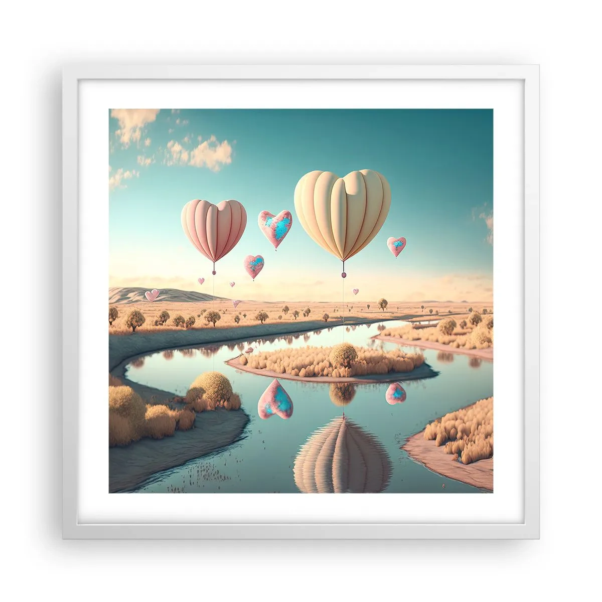 Poster in een witte lijst - Liefde laat je vliegen - 50x50 cm