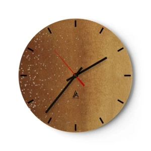 Wandklok - Klok - Een goudkleurig abstract patroon met subtiele reflecties en textuur. - 30x30cm - De geboorte van het licht - Moderne wanddecoratie voor woonkamer, keuken en slaapkamer ARTTOR