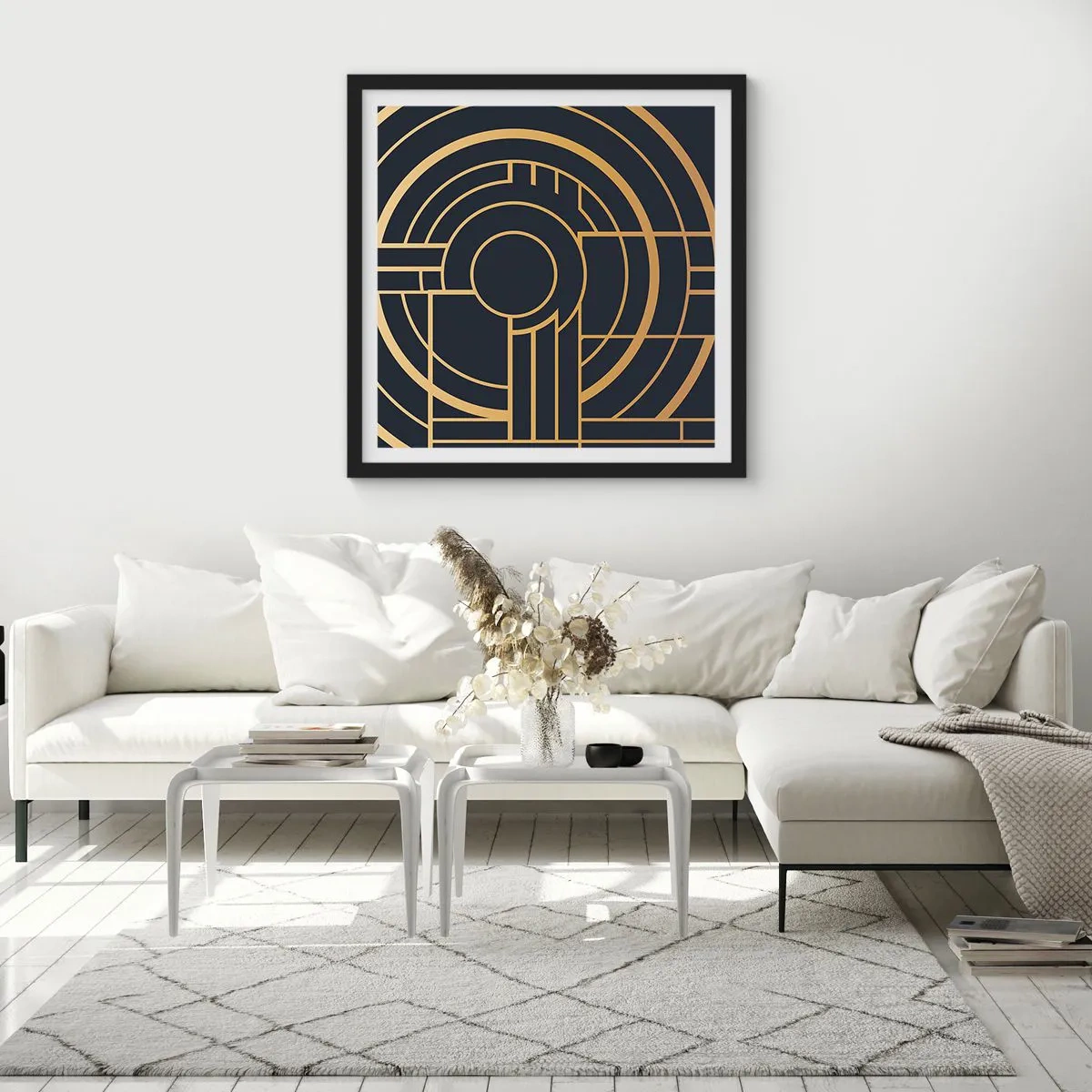 Poster in een zwarte lijst - Draaien van dingen - 30x30 cm