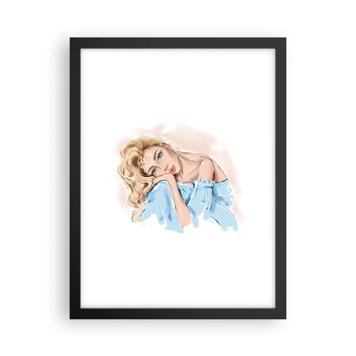 Poster in een zwarte lijst - Dromerig in het blauw - 30x40 cm