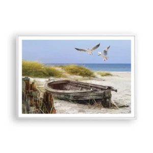 Poster in een witte lijst - Badend in de wind - 100x70 cm