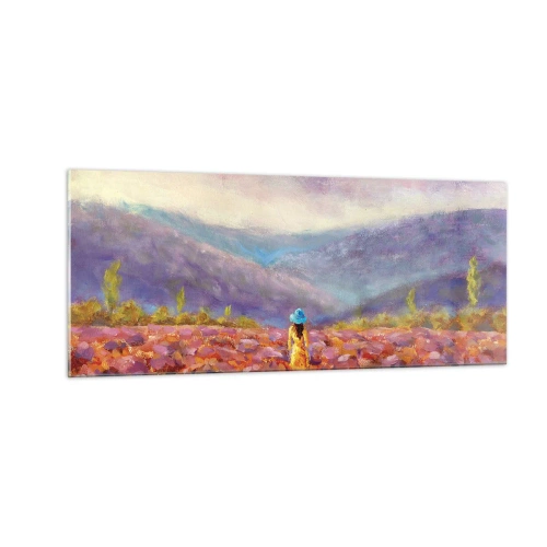 Schilderen op glas - In een lavendelwereld - 100x40 cm