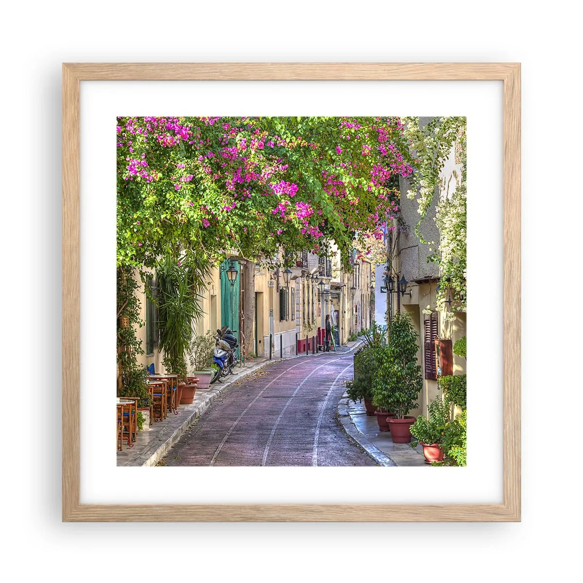 Een poster in een licht eiken lijst - Bloeiende steeg - 40x40 cm