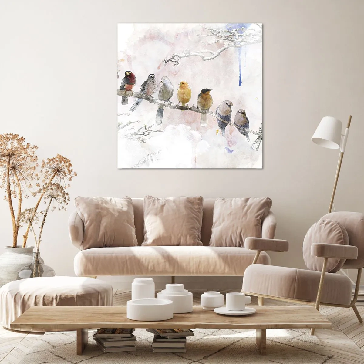 Schilderen op canvas - Gevleugelde ontmoeting - 70x70 cm