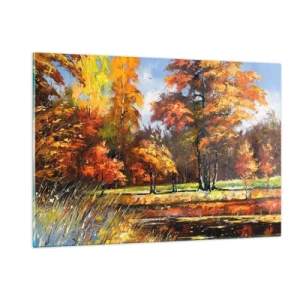 Schilderen op glas - Landschap in goud en brons - 120x80 cm