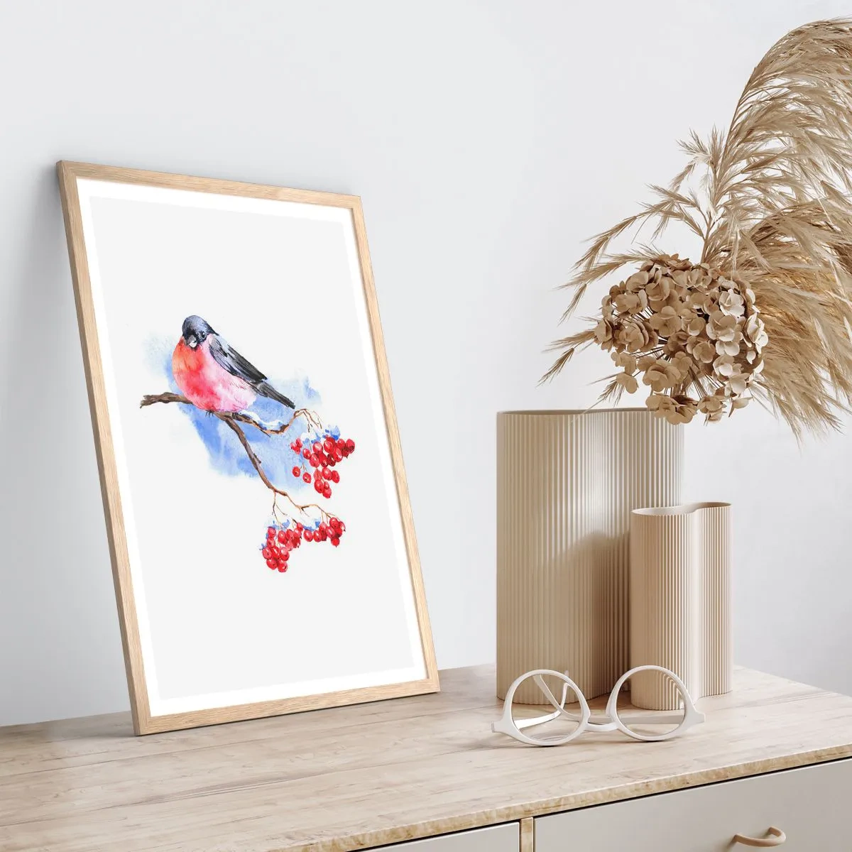 Een poster in een licht eiken lijst - Winter in kleur - 61x91 cm