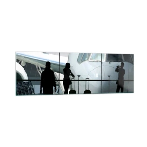 Schilderen op glas - Vis a vis op de luchthaven - 160x50 cm