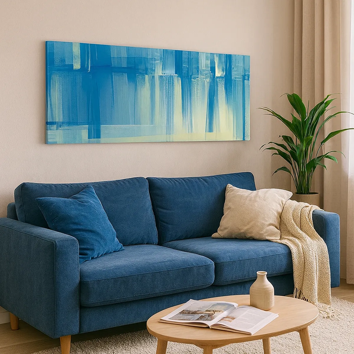 Schilderen op canvas - Compositie in turkoois - 30x30 cm