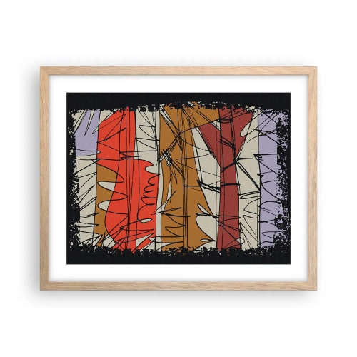 Een poster in een licht eiken lijst - Spontane compositie - 50x40 cm