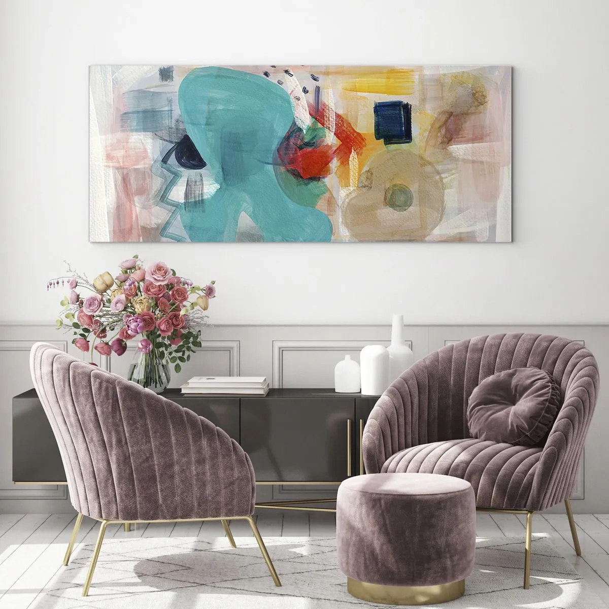 Schilderen op glas - Kleurrijk spel - 120x50 cm