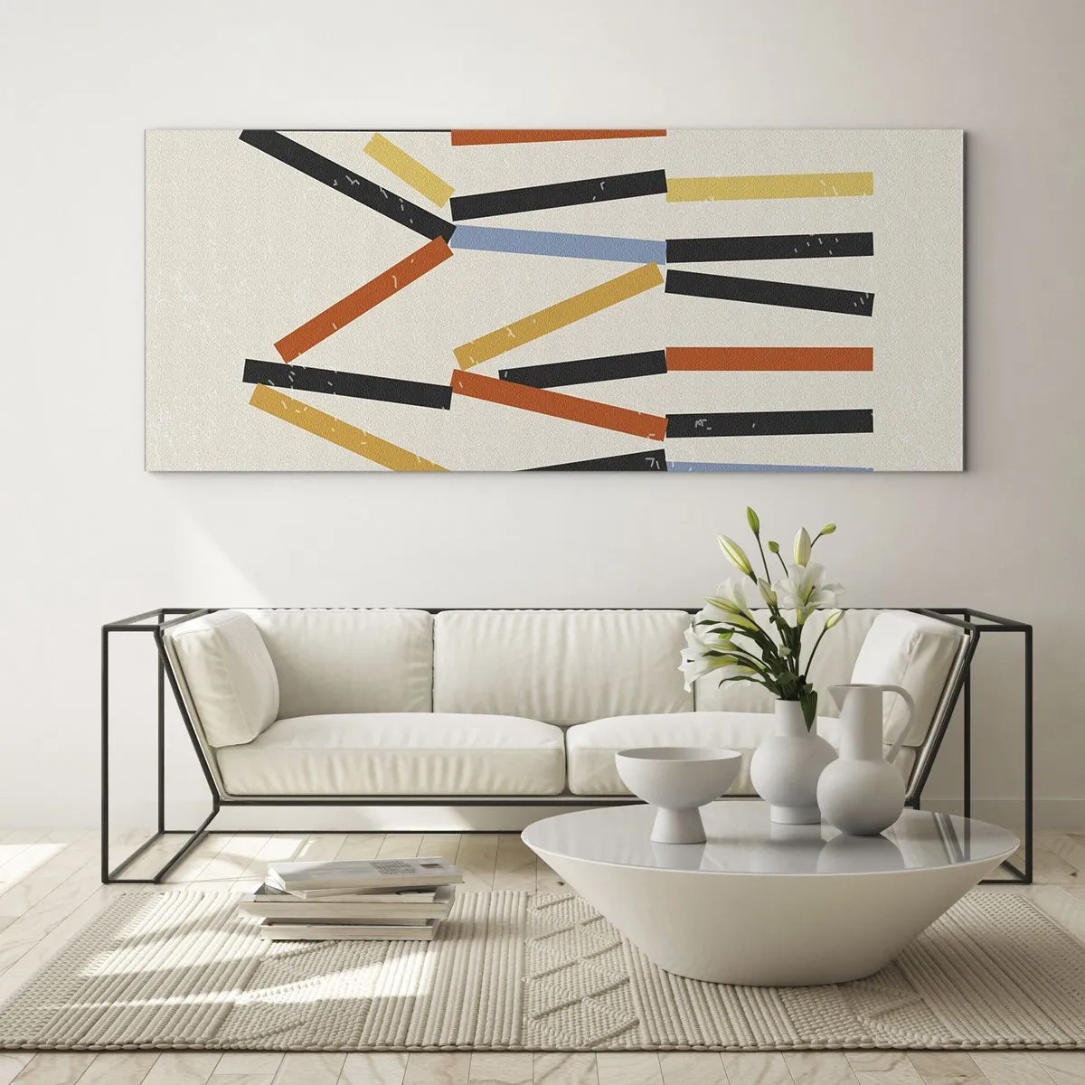 Schilderen op glas - Compositie op goed niveau - 160x50 cm