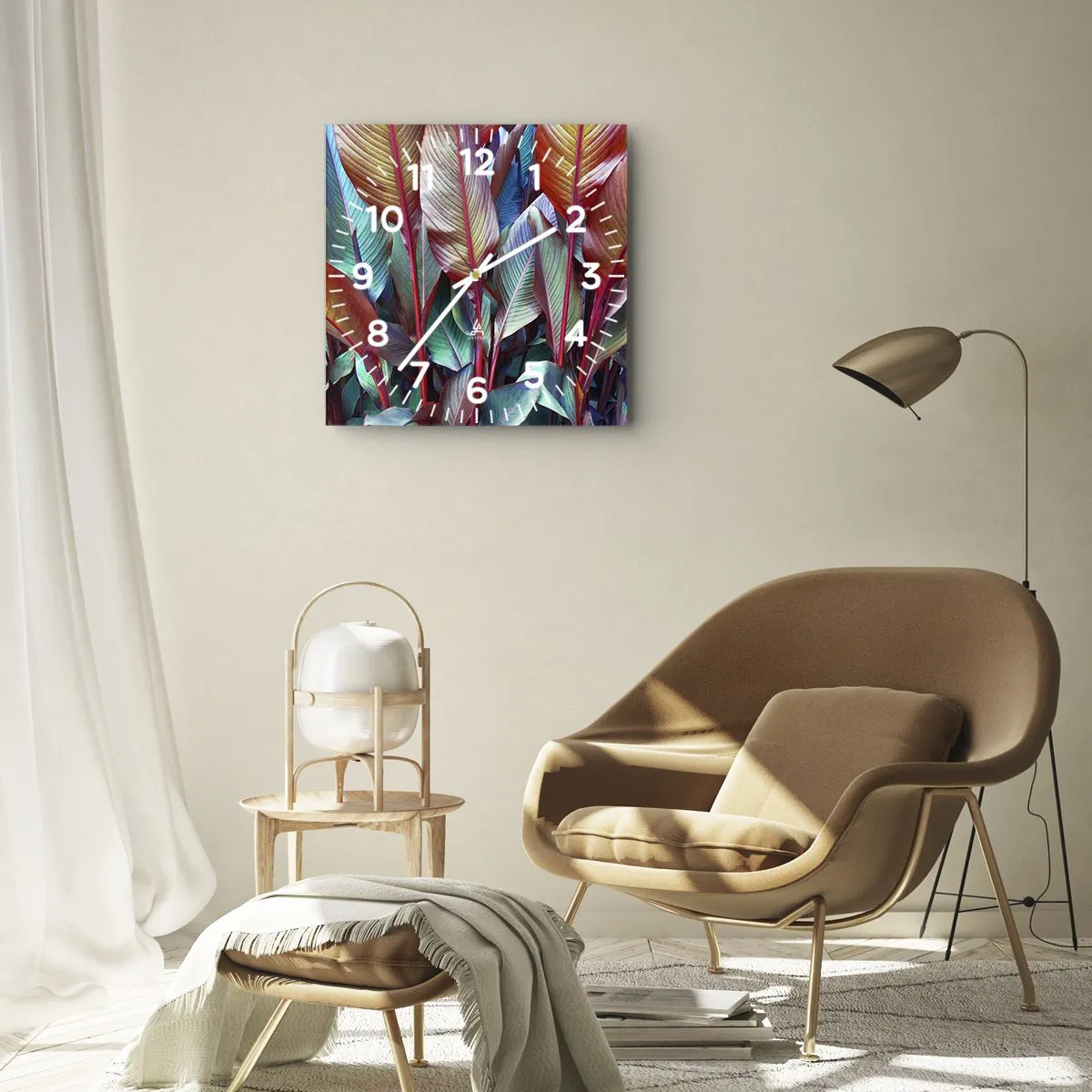 Wandklok - Klok - Een kleurrijk struikgewas - 40x40 cm