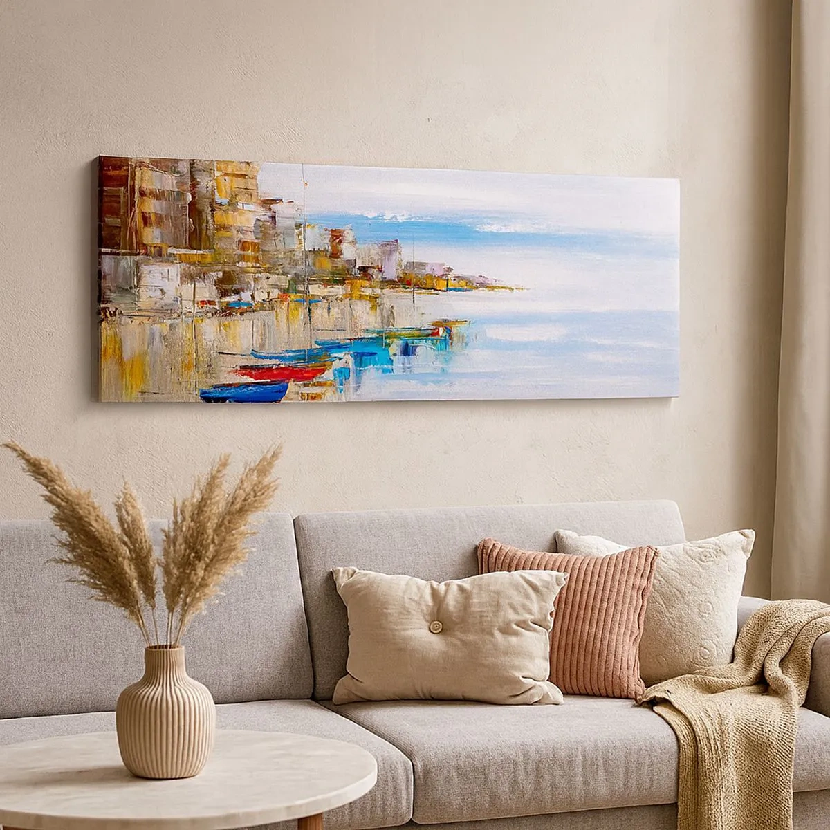 Schilderen op canvas - Een veelkleurig stedelijk toevluchtsoord - 100x40 cm