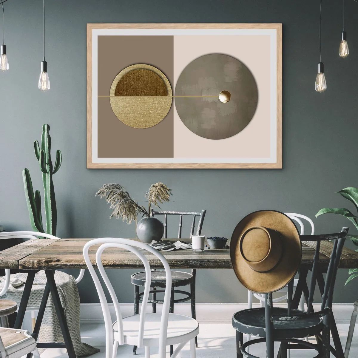Een poster in een licht eiken lijst - Perfecte balans - 100x70 cm