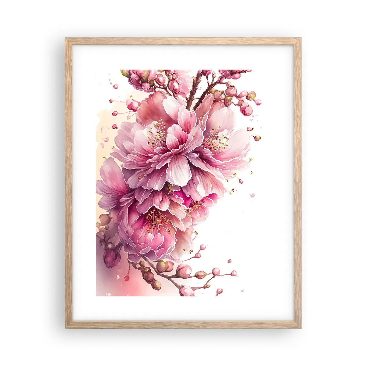 Een poster in een licht eiken lijst - Kersenbloesem - 40x50 cm
