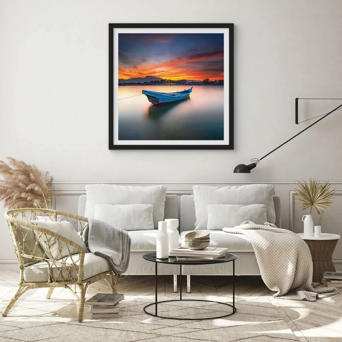 Poster in een zwarte lijst - Een goede nacht komt eraan - 40x40 cm
