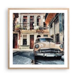 Een poster in een licht eiken lijst - De siësta in Havana - 60x60 cm