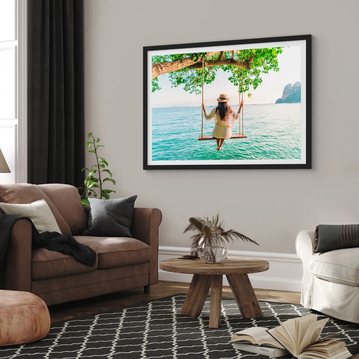 Poster in een zwarte lijst - Het leven is prachtig - 100x70 cm