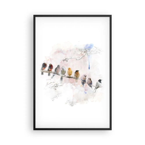 Poster in een zwarte lijst - Gevleugelde ontmoeting - 61x91 cm