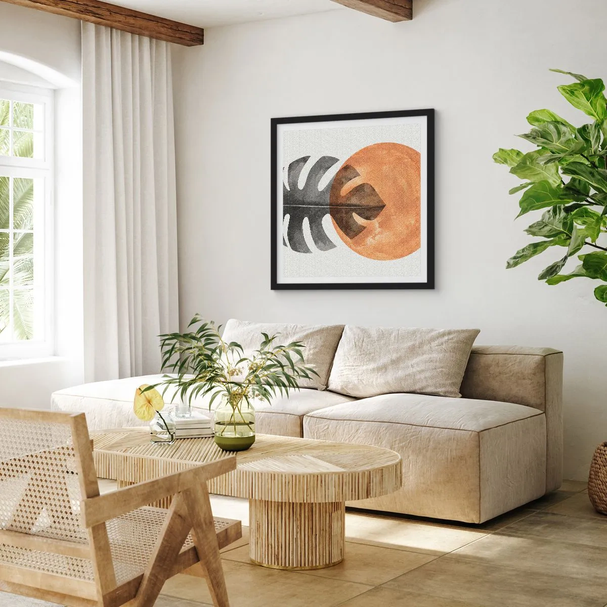 Poster in een zwarte lijst - Altijd de zon - 60x60 cm