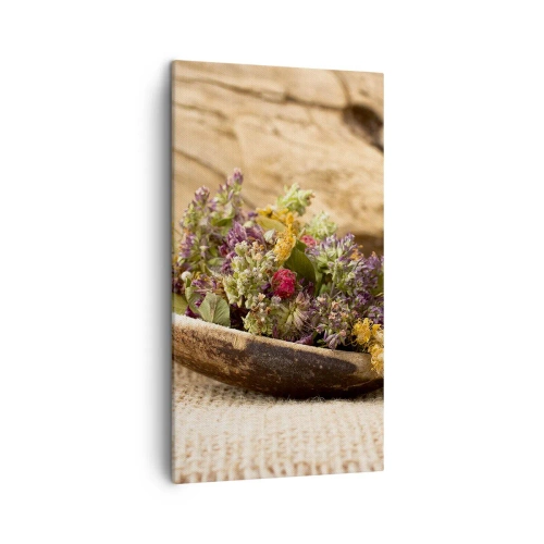 Schilderen op canvas - Kleurrijke bloemen en geurige kriuden - 45x80 cm