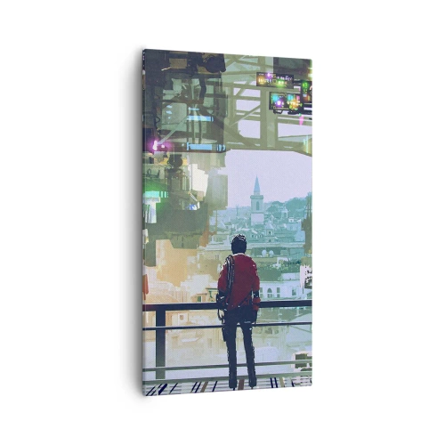 Schilderen op canvas - Twee werelden - 55x100 cm